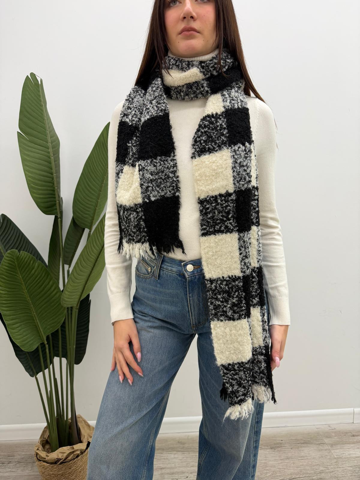 Vicolo - Sciarpa Quadri Bouclè