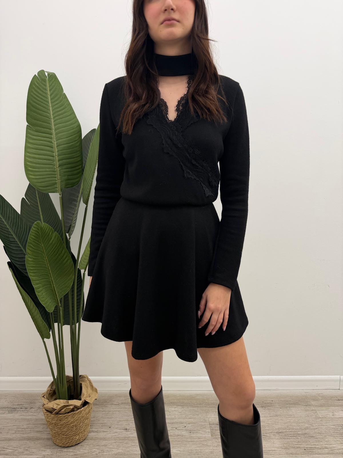 Haveone - Abito Maglia Incrocio Pizzo
