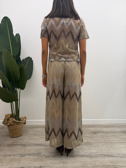 Vicolo - Pantalone Zig-Zag Lurex