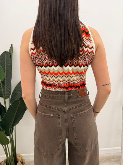 Vicolo - Canotta Chevron Lurex