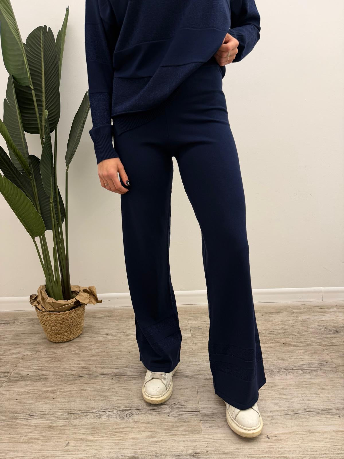 Kontatto - Pantalone Maglia Riga Lurex