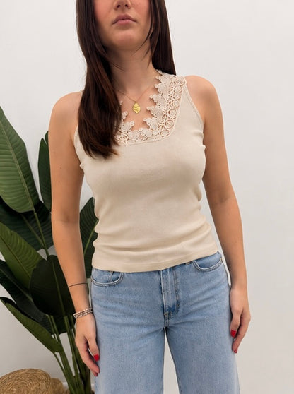 Haveone - Canotta Costine V Macramé