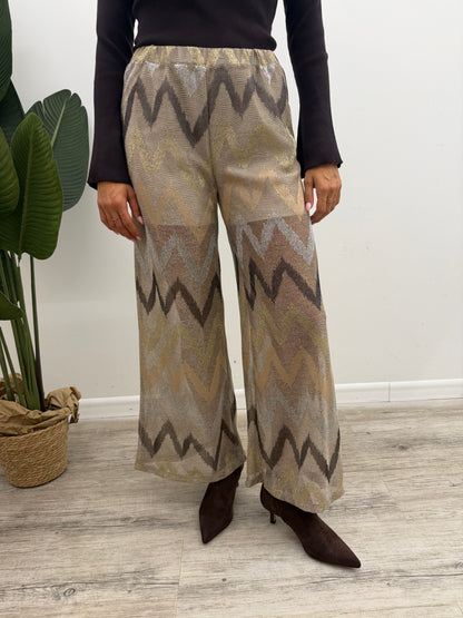 Vicolo - Pantalone Zig-Zag Lurex