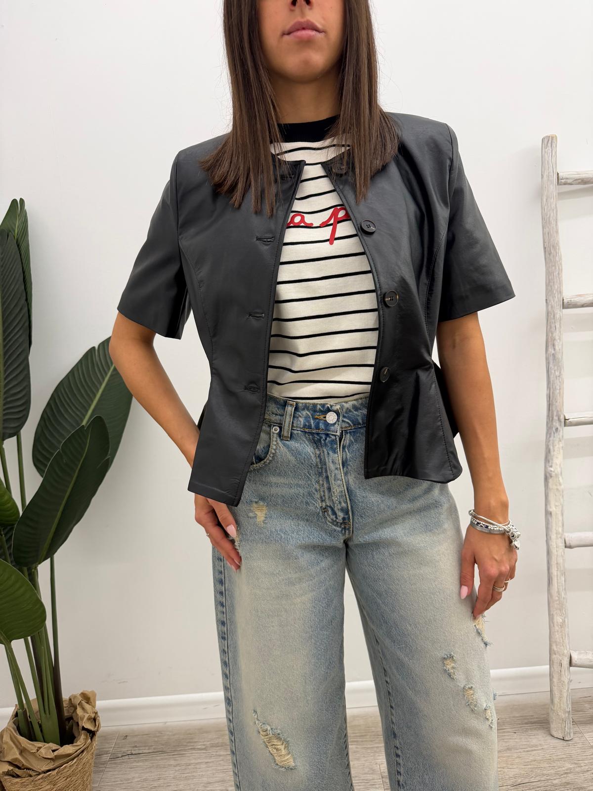 Tensione In - Giacca Ecopelle Peplum