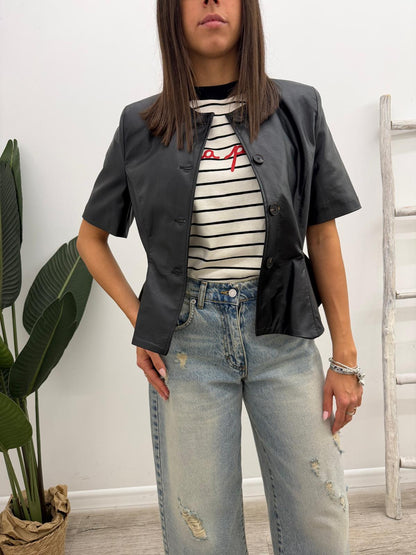 Tensione In - Giacca Ecopelle Peplum