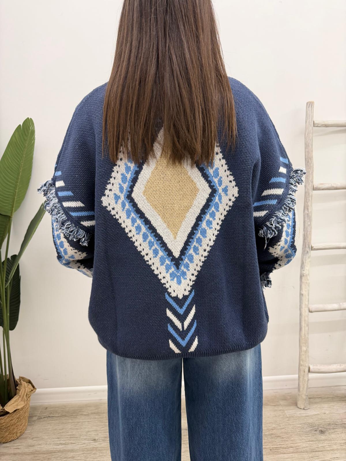 Tensione In - Cardigan Rombi Frange