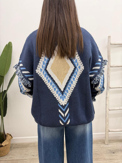 Tensione In - Cardigan Rombi Frange