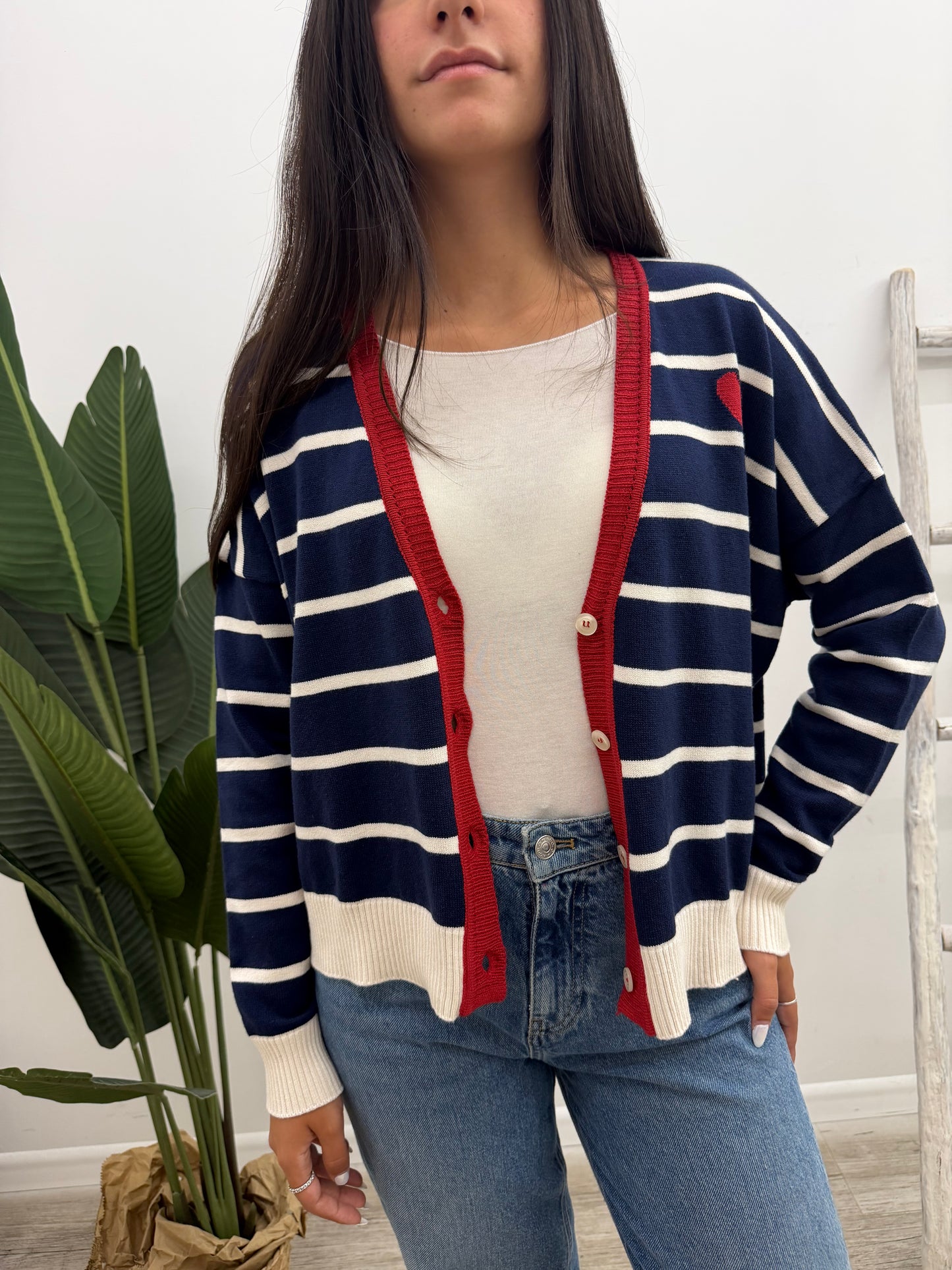 Susy Mix - Cardigan Righe Cuoricino