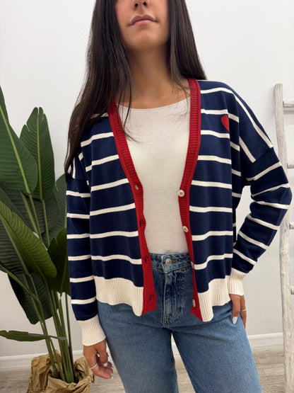 Susy Mix - Cardigan Righe Cuoricino