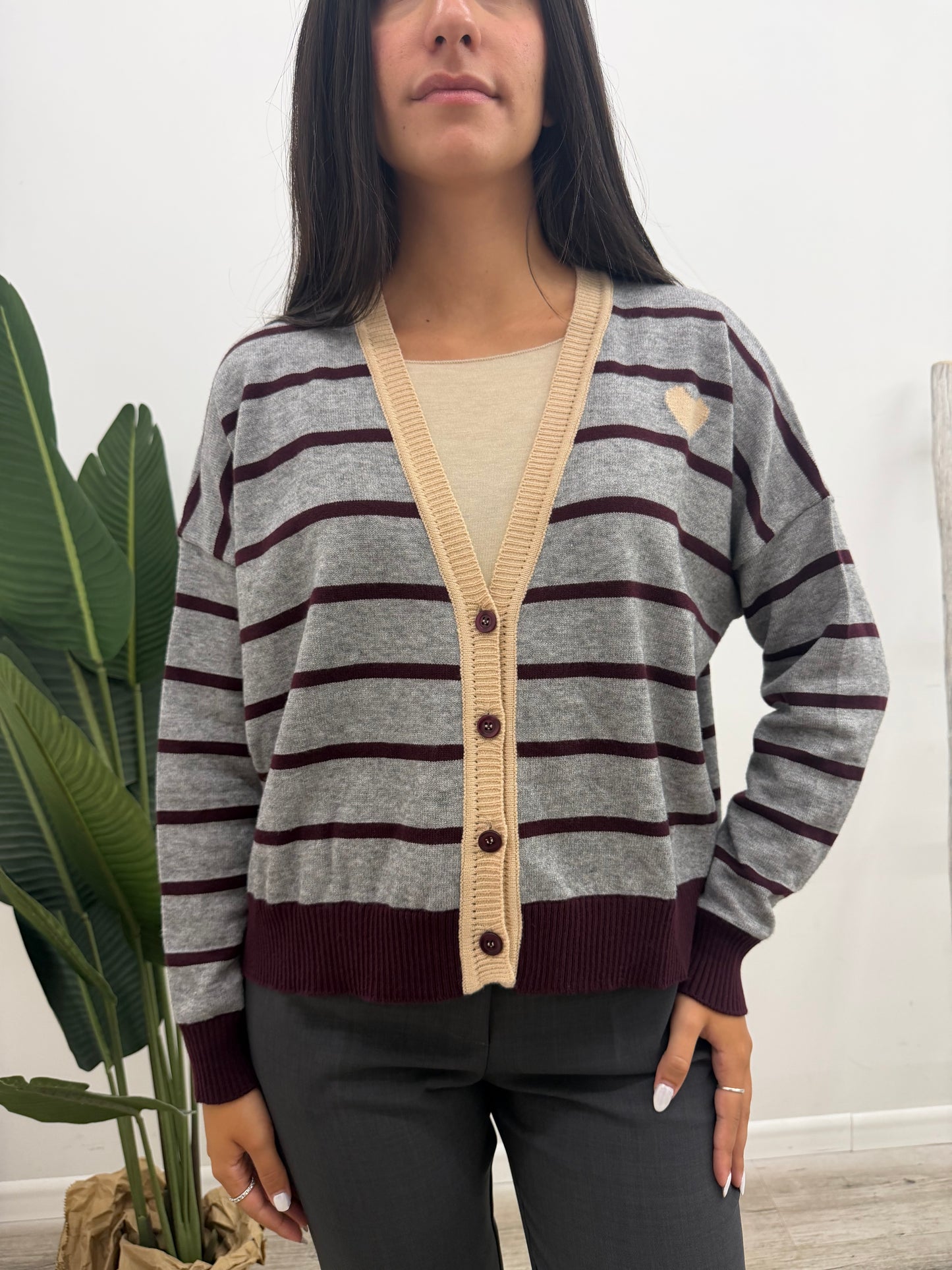 Susy Mix - Cardigan Righe Cuoricino