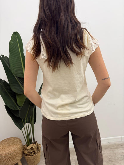 Haveone - Tshirt Decolletè Pizzo