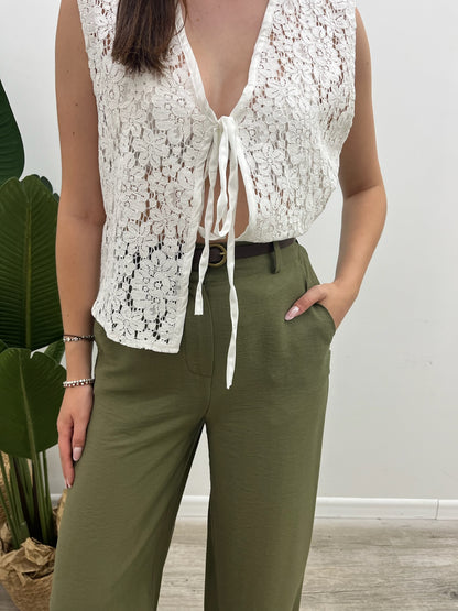 Haveone - Pantalone Palazzo Cintura
