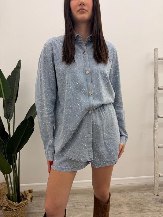Susy Mix - Set Camicia+Shorts Strass