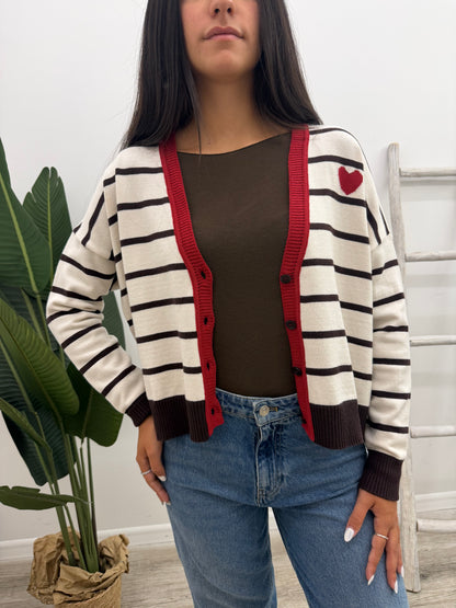 Susy Mix - Cardigan Righe Cuoricino