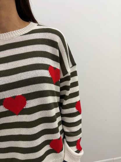 Susy Mix - Pull Righe Cuori