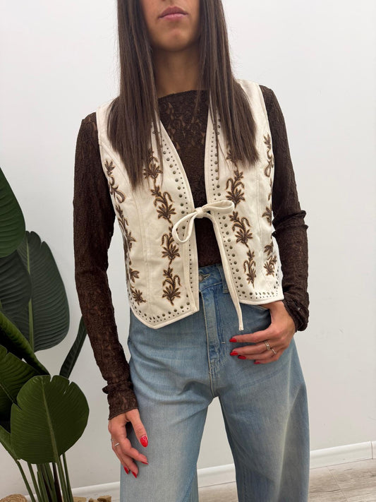Haveone - Gilet Ricami Borchiette