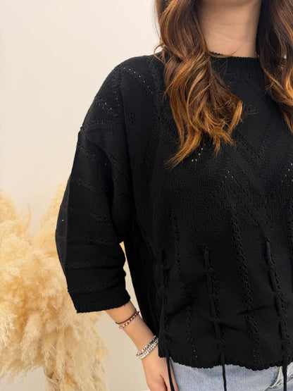 Haveone - Pull Ricamo Frange