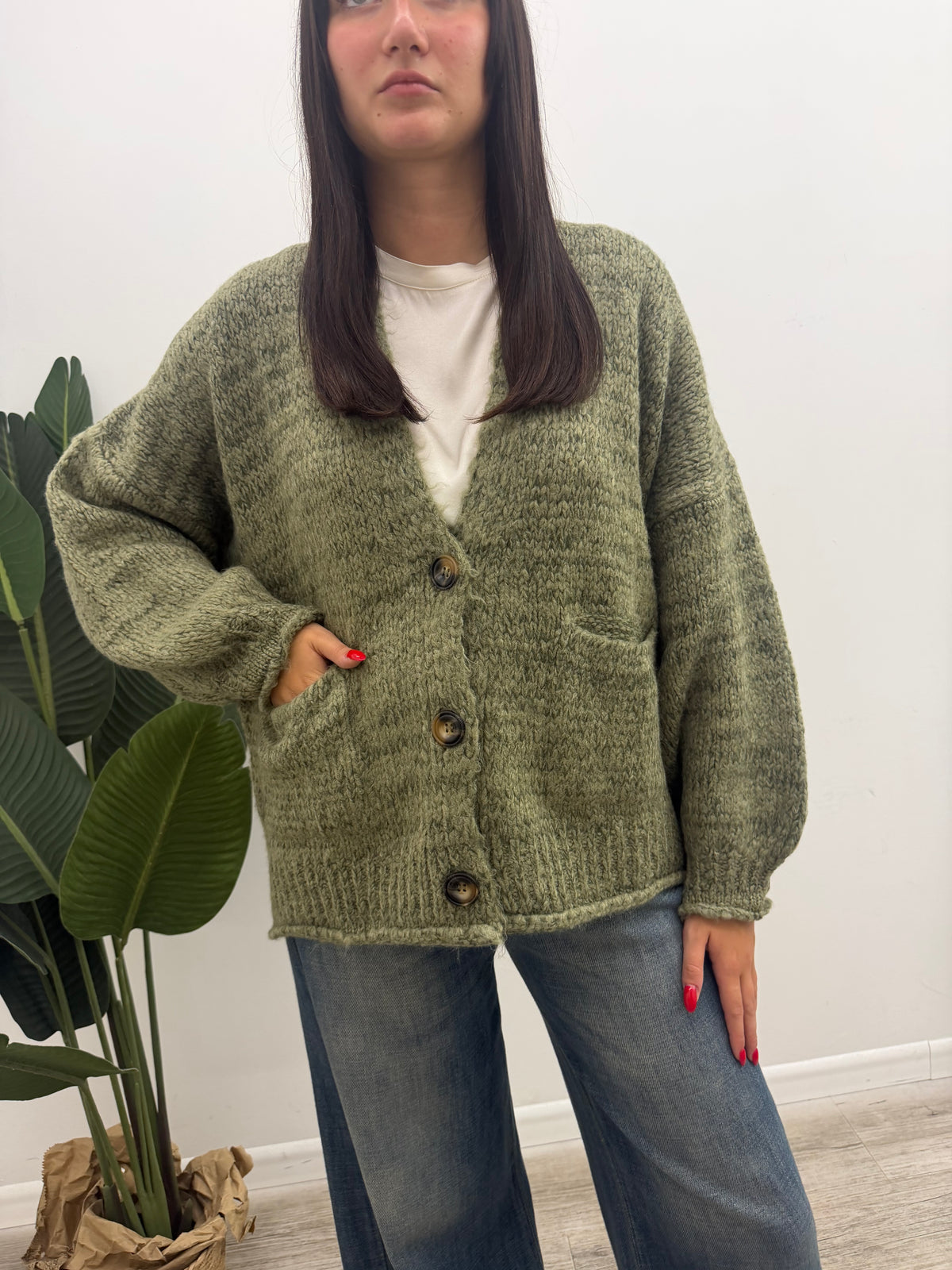 Haveone - Cardigan Bottoni Mélange