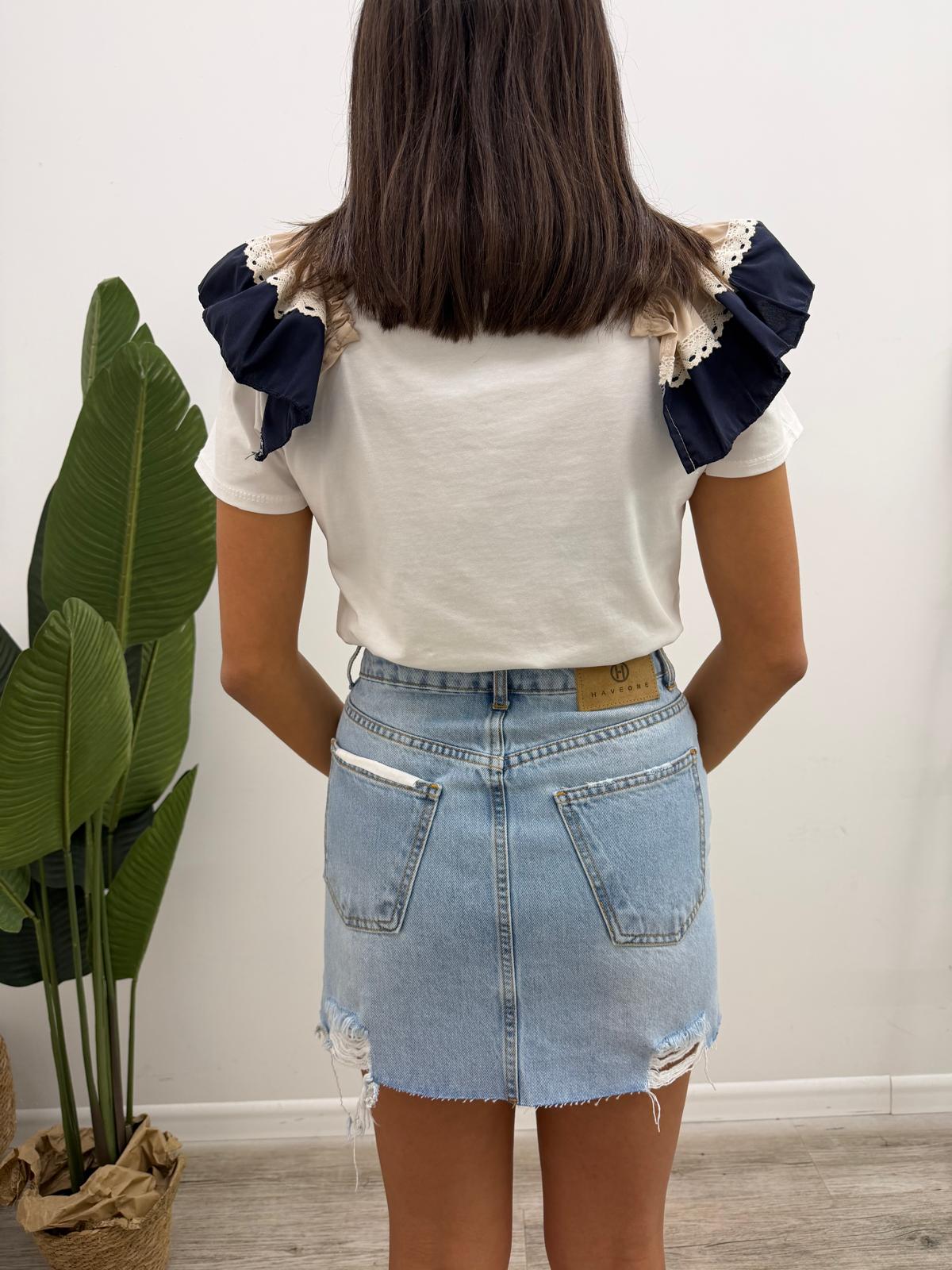 Susy Mix - Tshirt Popeline Rouches