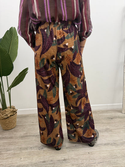 Haveone - Pantalone Stampa Foglie