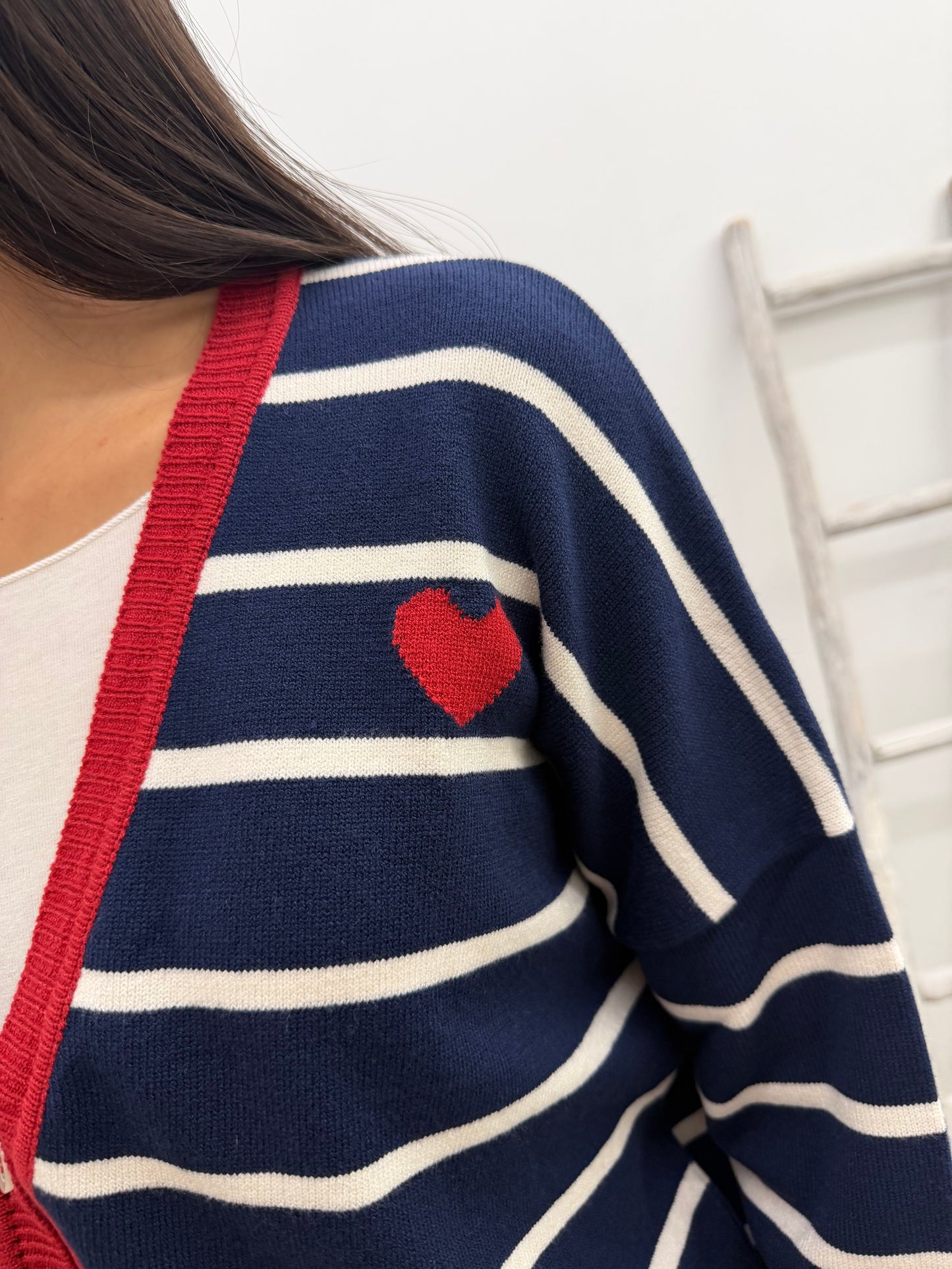 Susy Mix - Cardigan Righe Cuoricino