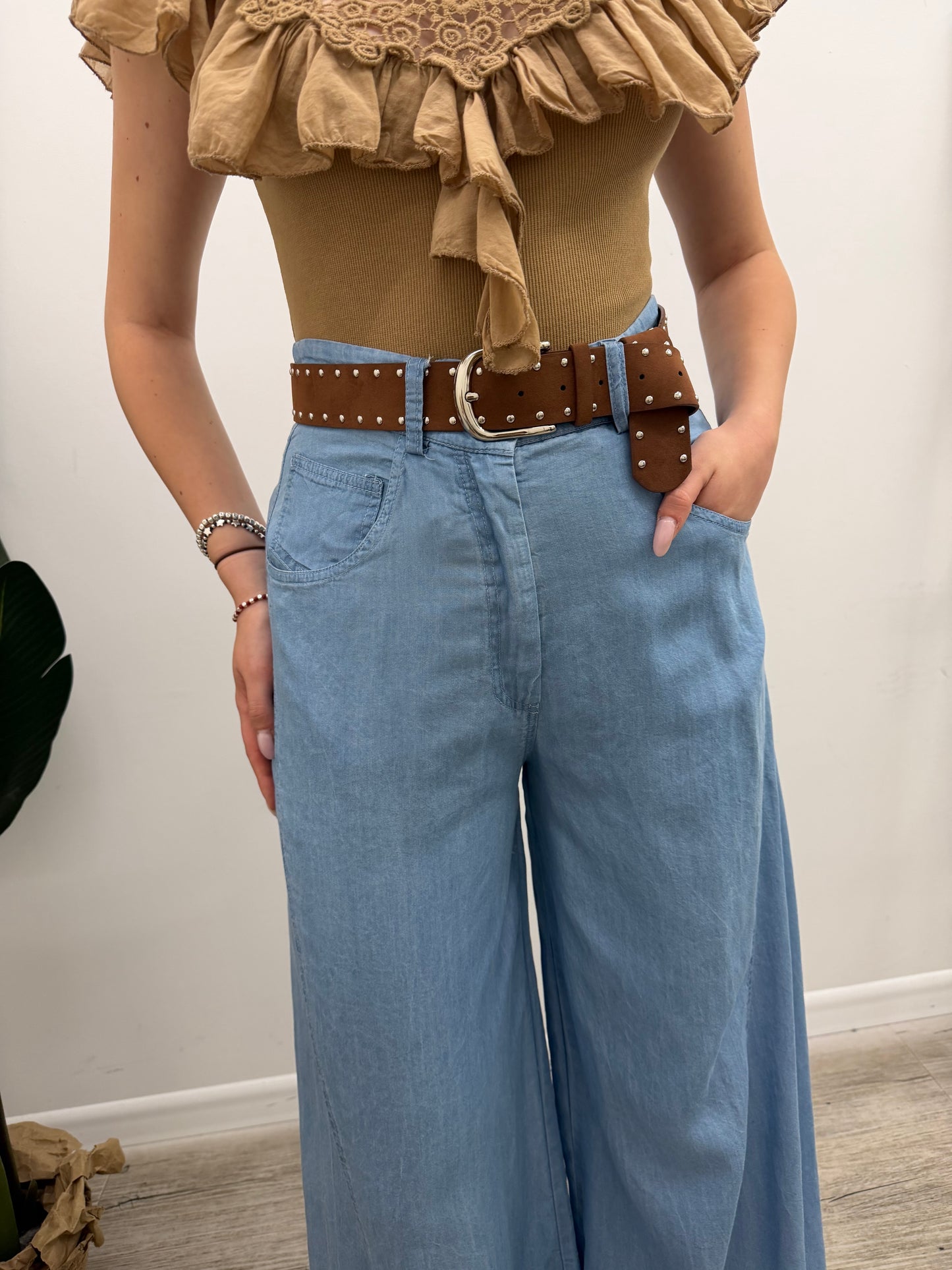Haveone - Pantalone Chambray Cintura