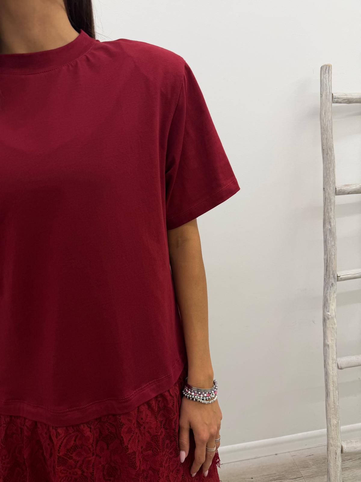 Haveone - Abito Tshirt Pizzo Balze
