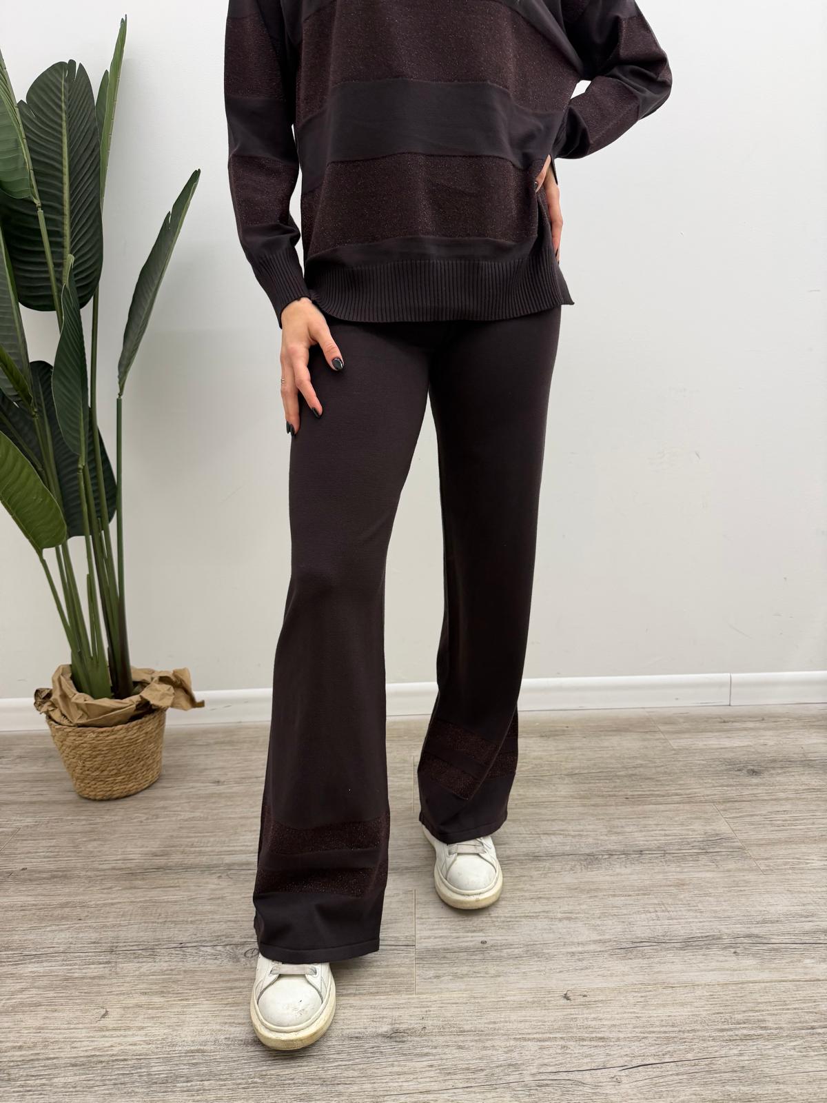 Kontatto - Pantalone Maglia Riga Lurex