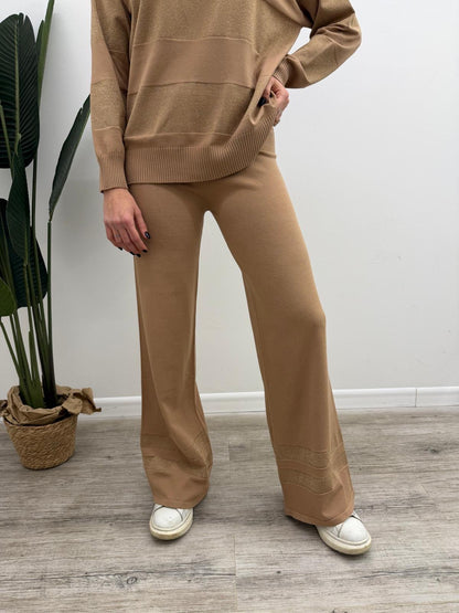 Kontatto - Pantalone Maglia Riga Lurex