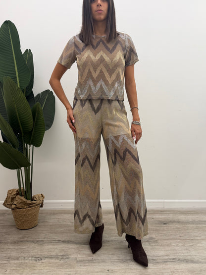 Vicolo - Pantalone Zig-Zag Lurex