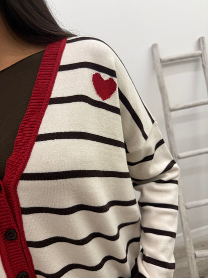 Susy Mix - Cardigan Righe Cuoricino