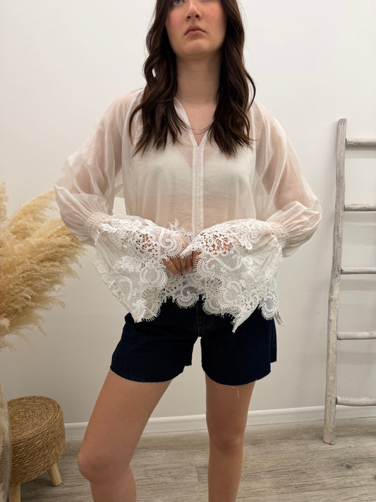 Haveone - Blusa Pizzo Chiffon