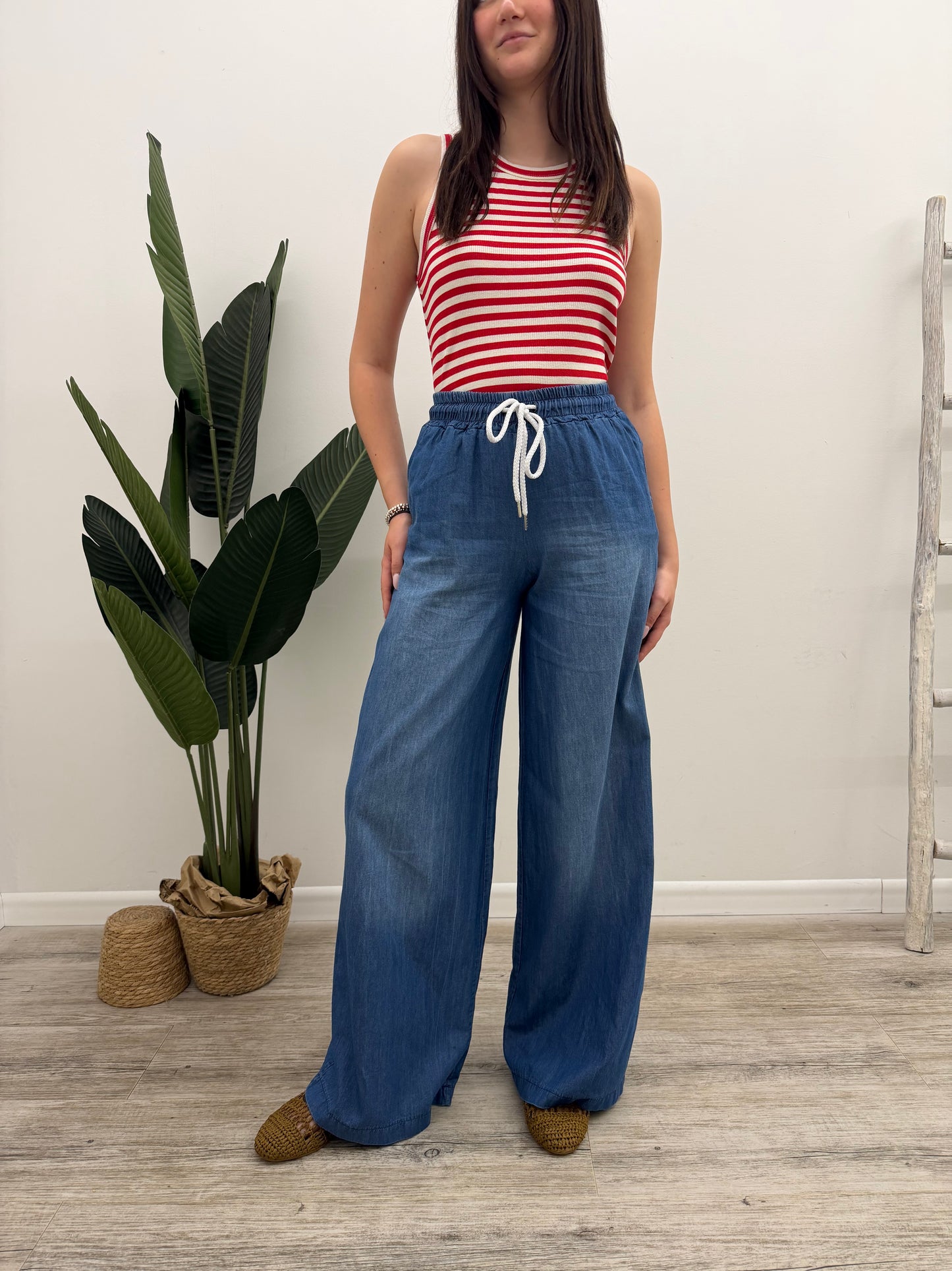 Vicolo - Pantalone Palazzo Chambray