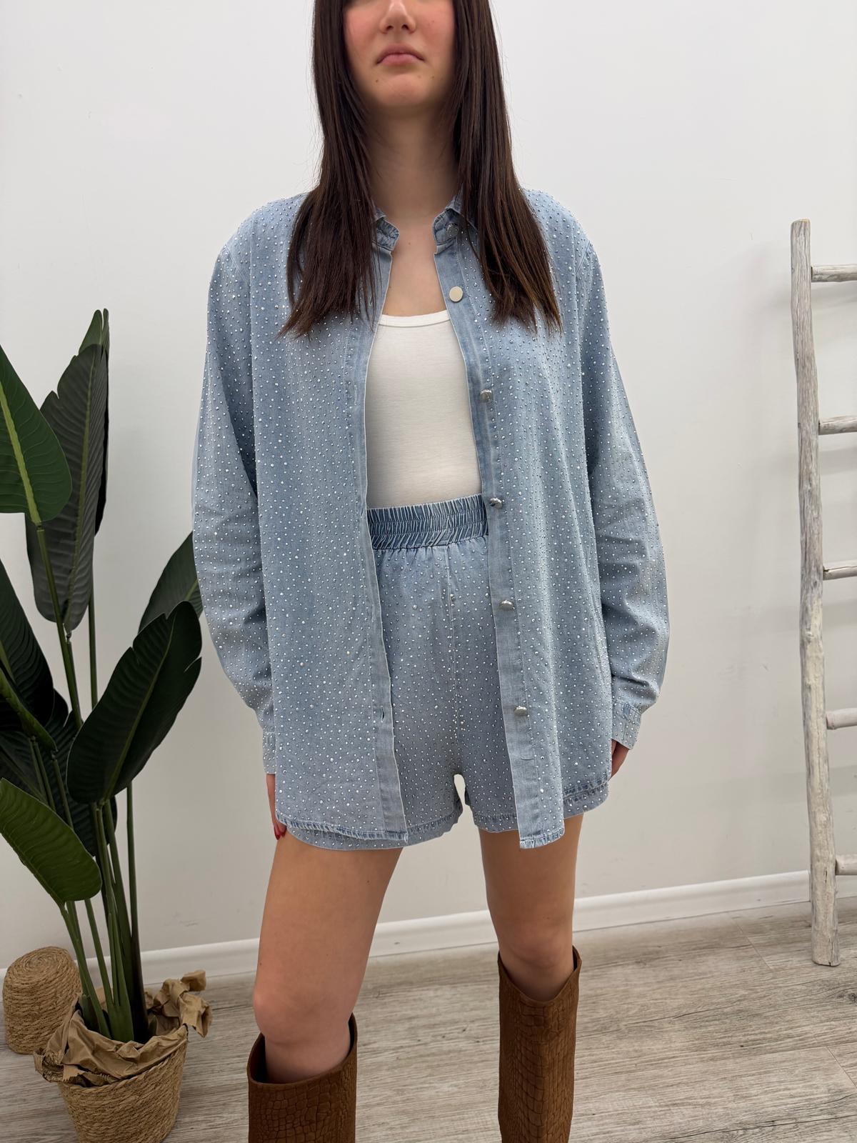 Susy Mix - Set Camicia+Shorts Strass