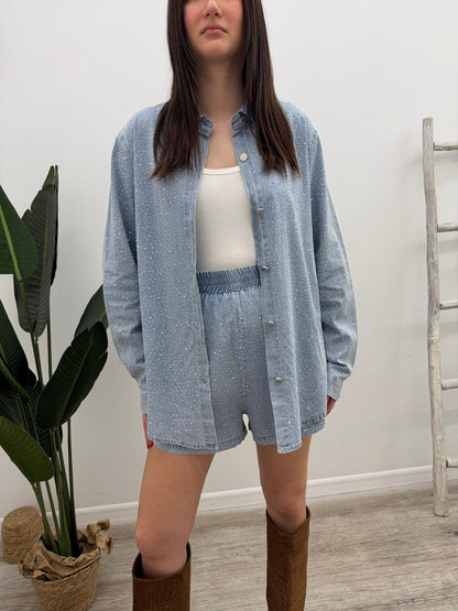 Susy Mix - Set Camicia+Shorts Strass