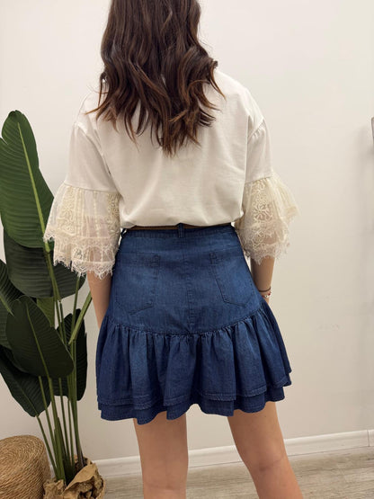 Susy Mix - Minigonna Chambray Balze