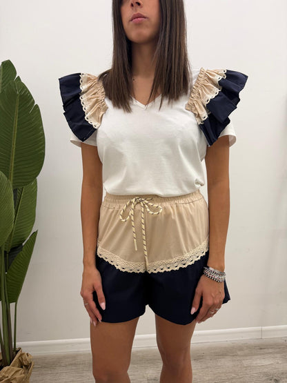 Susy Mix - Tshirt Popeline Rouches