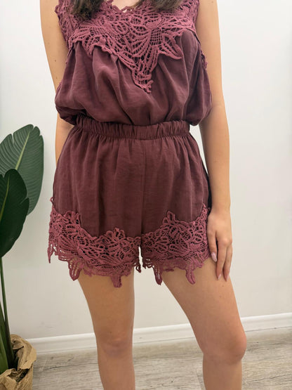 Haveone - Shorts Pizzo Ricami