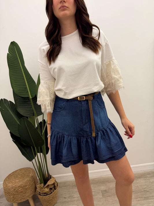 Susy Mix - Minigonna Chambray Balze
