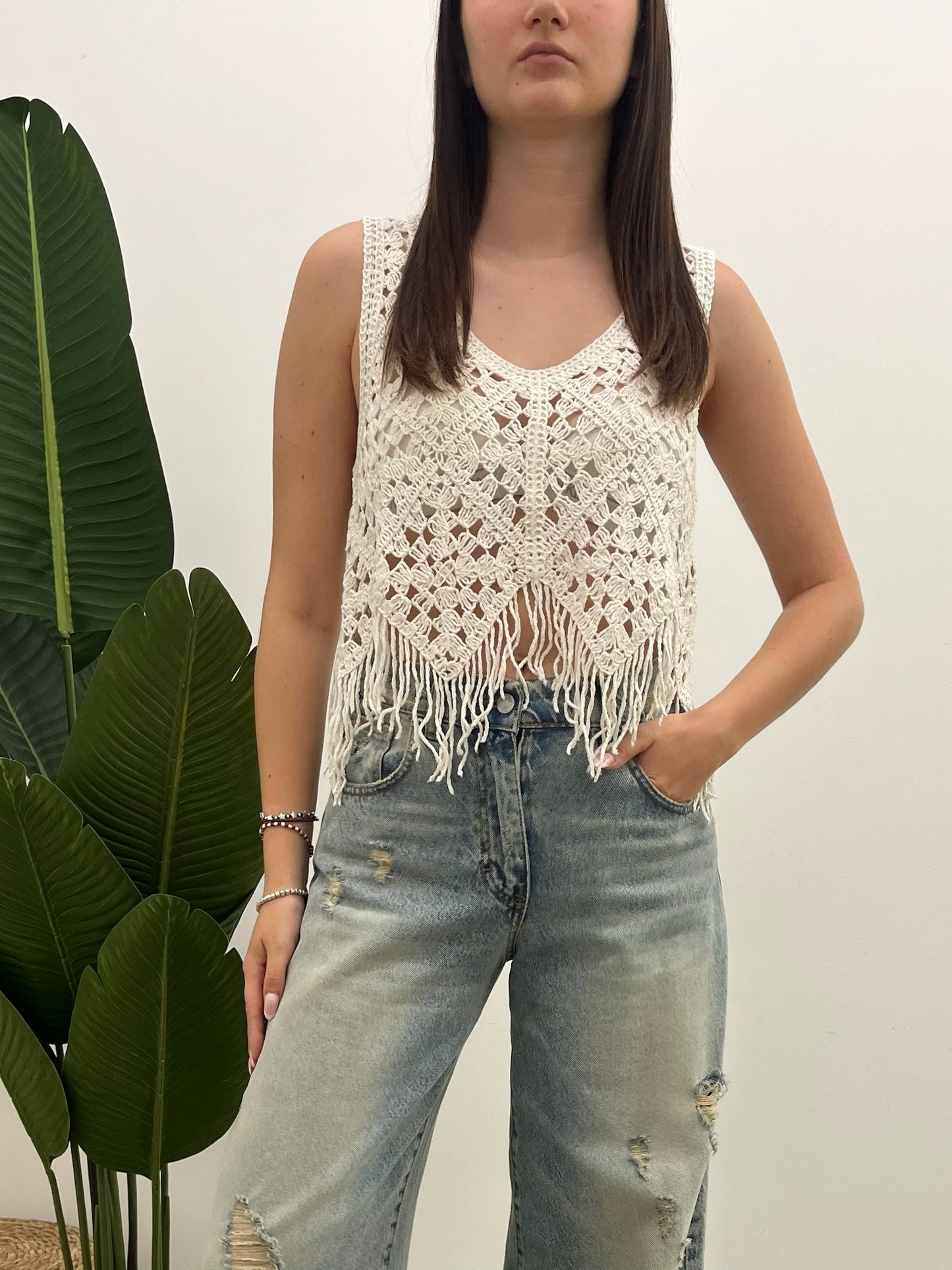 Vicolo - Top Macramé Frangette