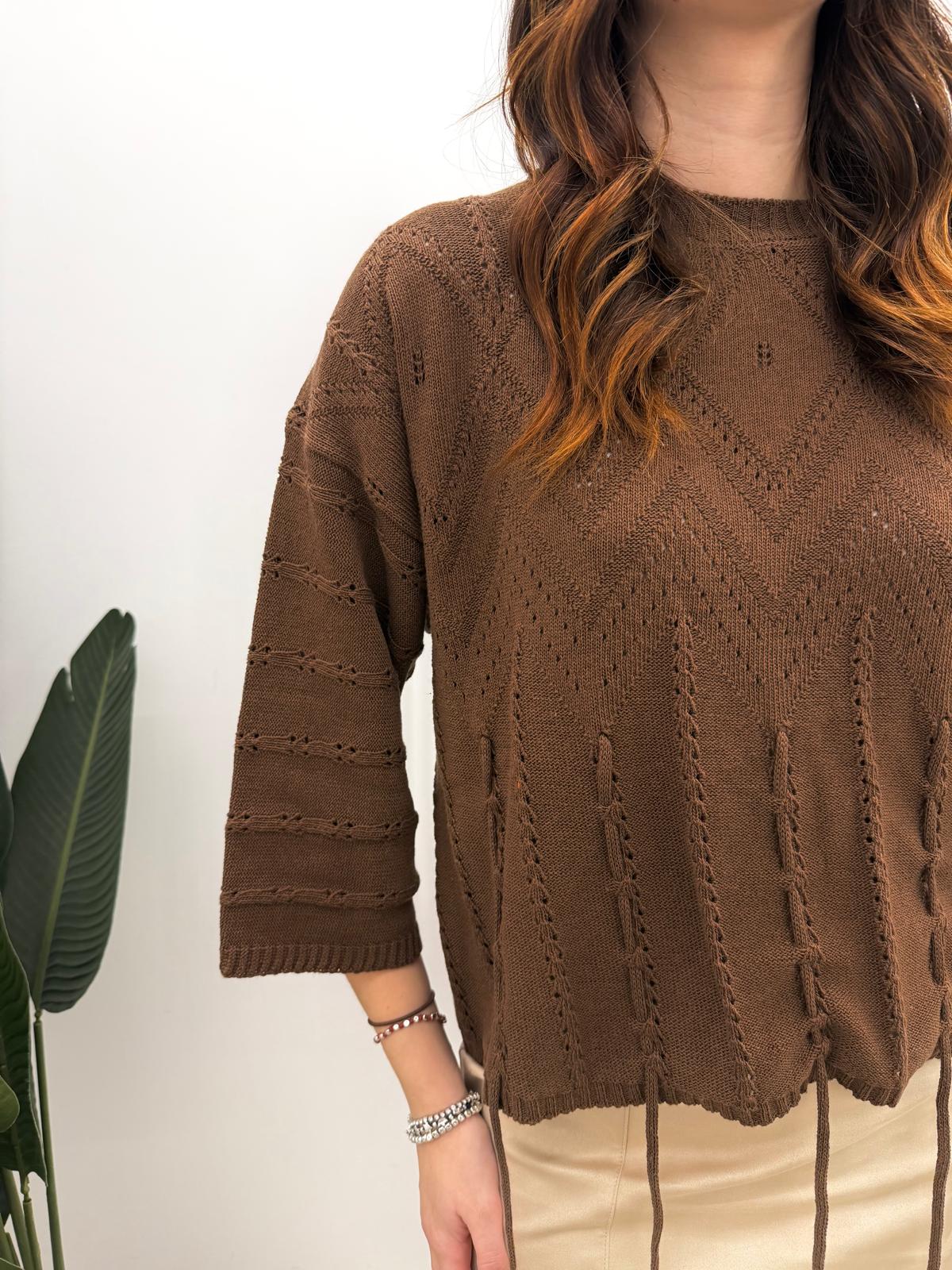Haveone - Pull Ricamo Frange