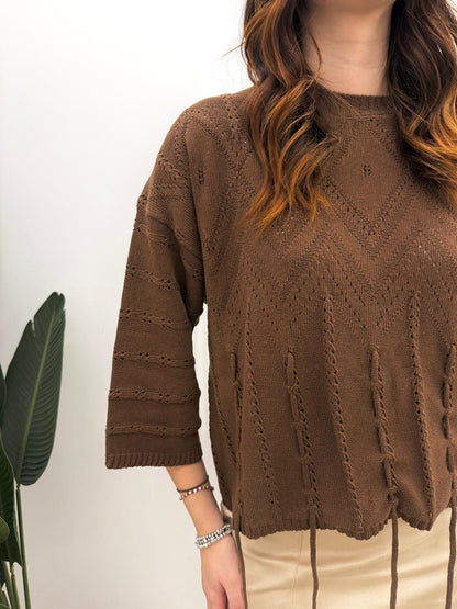 Haveone - Pull Ricamo Frange