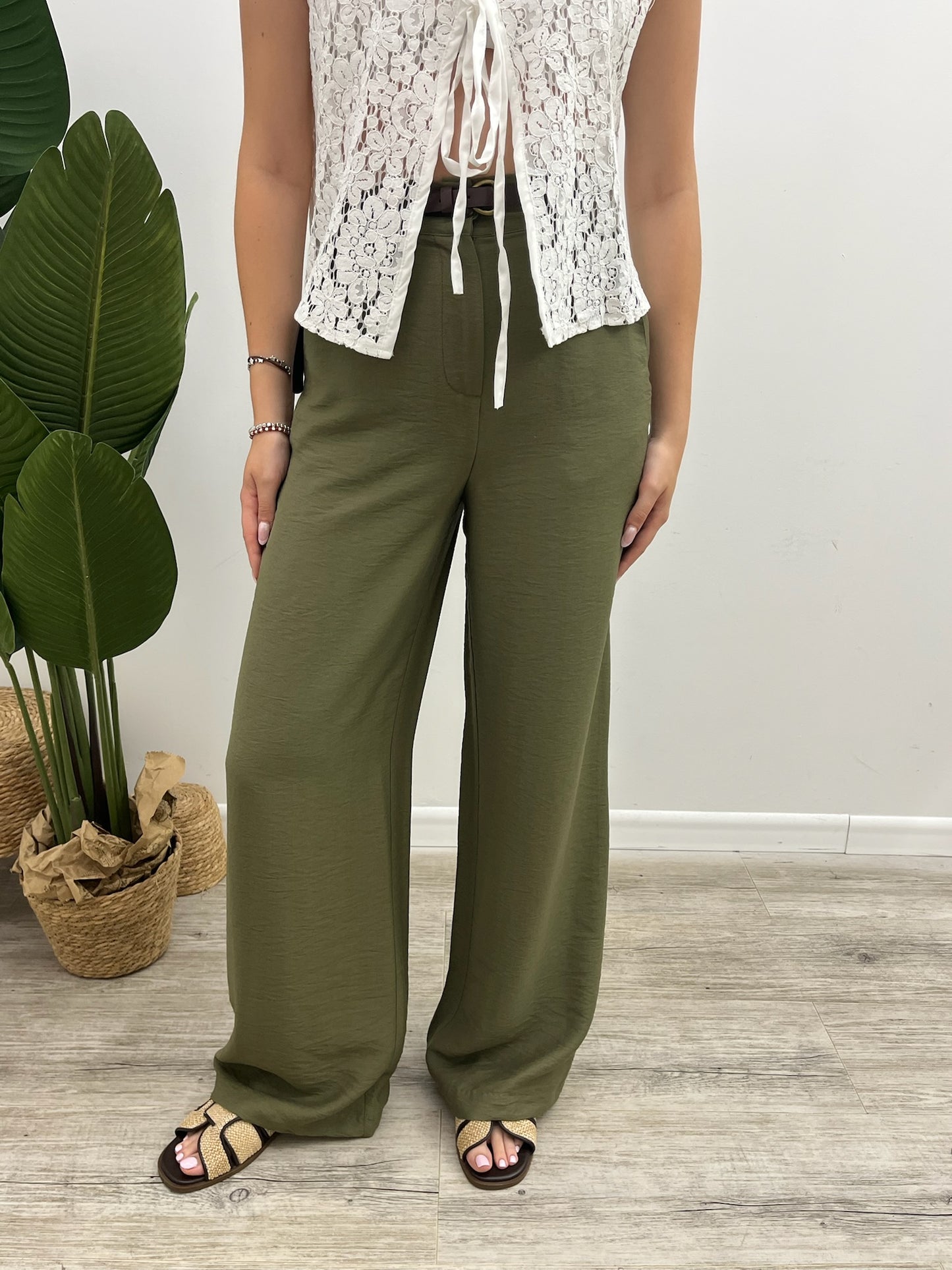 Haveone - Pantalone Palazzo Cintura