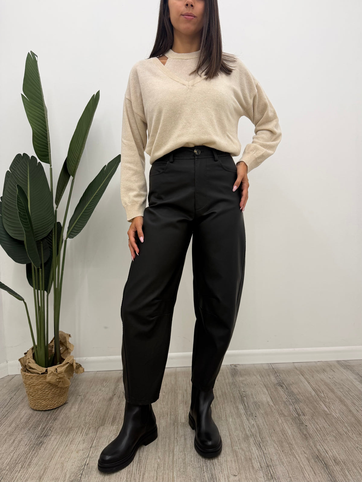 Haveone - Pantalone Ecopelle Balloon