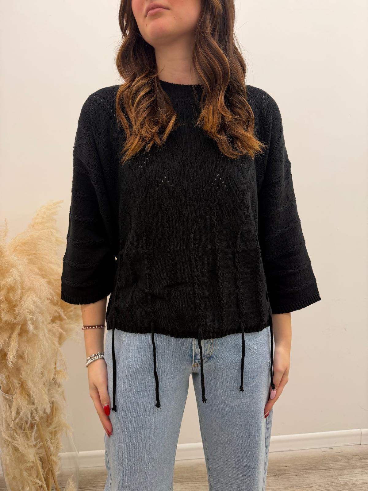 Haveone - Pull Ricamo Frange