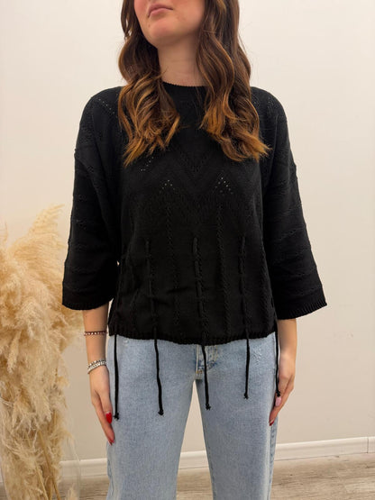 Haveone - Pull Ricamo Frange