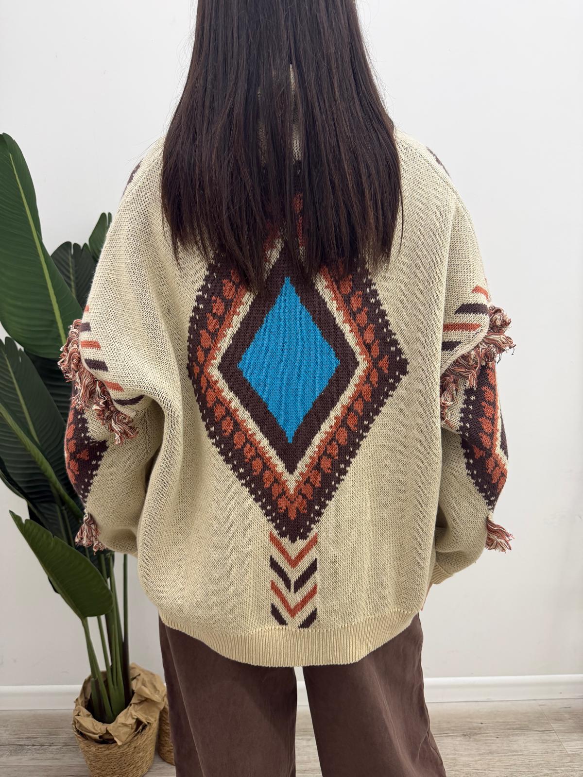 Tensione In - Cardigan Rombi Frange