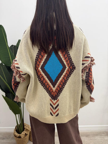 Tensione In - Cardigan Rombi Frange