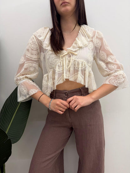 Haveone - Blusa Pizzo Volant