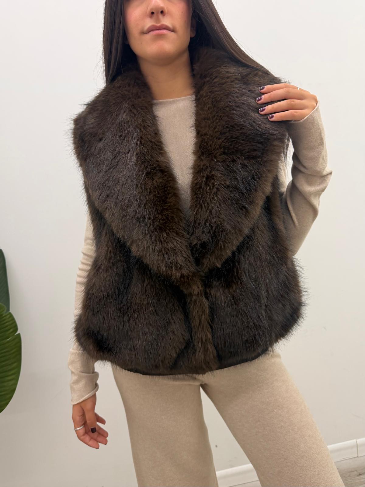 Susy Mix - Gilet Double Eco-Pelliccia